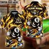 BlueJose Billiards 8 Ball Crown Flame Cartoon Character Personalized Name, Team Name Unisex Shirt (6 Colors)