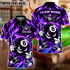 BlueJose Billiards 8 Ball Crown Flame Cartoon Character Personalized Name, Team Name Unisex Shirt (6 Colors)