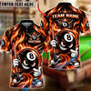 BlueJose Billiards 8 Ball Crown Flame Cartoon Character Personalized Name, Team Name Unisex Shirt (6 Colors)