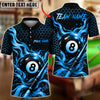 BlueJose Billiards 8 Ball Flame Honeycomb Cue Graphic Personalized Name, Team Name Unisex Shirt (6 Colors)