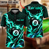 BlueJose Billiards 8 Ball Flame Honeycomb Cue Graphic Personalized Name, Team Name Unisex Shirt (6 Colors)