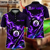 BlueJose Billiards 8 Ball Flame Honeycomb Cue Graphic Personalized Name, Team Name Unisex Shirt (6 Colors)