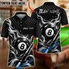 BlueJose Billiards 8 Ball Flame Honeycomb Cue Graphic Personalized Name, Team Name Unisex Shirt (6 Colors)