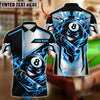 BlueJose Billiards 8 Ball Flame Mascot Geometric Sport Graphic Personalized Name, Team Name Unisex Shirt (6 Colors)
