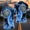 BlueJose Darts Fire Moonlight Dartboard Wolf Personalized Name, Team Name Shirt (4 Colors)