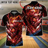 BlueJose Bowling And Pins Neon Wolf Lightning Galaxy Style Customized Name, Team Name 3D Shirt (4 Colors)