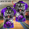BlueJose Bowling & Pins Fierce Gray Tiger Power  Customized Name, Team Name 3D Shirt (4 Colors)