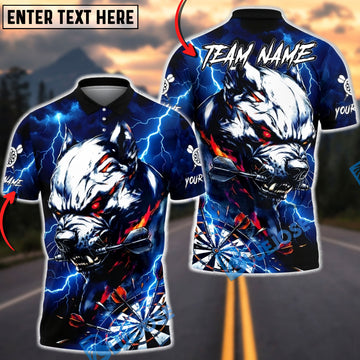 BlueJose Darts Pitbull Lightning Fury Dark Art Multicolor Options Personalized Name Shirt (4 Colors)