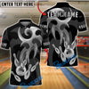 BlueJose Bowling & Pins Golden Crown Strike Emblem Customized Name, Team Name 3D Shirt (6 Colors)