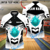 BlueJose Bowling & Pins Lightning Strike Fire Ball Graphic Customized Name, Team Name 3D Shirt (4 Colors)