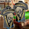 BlueJose Billiards 8 Ball  Skull Gold Frame Horror Graphic Personalized Name Shirt (6 Colors)