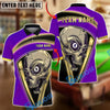 BlueJose Billiards 8 Ball  Skull Gold Frame Horror Graphic Personalized Name Shirt (6 Colors)