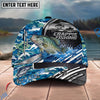 BlueJose Fishing Blue Camouflage Fishing Boat Metal Pattern Personalized Name Classic 3D Cap Personalized Cap (13 Breeds)