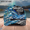 BlueJose Fishing Blue Camouflage Fishing Boat Metal Pattern Personalized Name Classic 3D Cap Personalized Cap (13 Breeds)