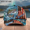 BlueJose Fishing American Flag Fishing Hook Aqua Scene Personalized Name Classic 3D Cap Personalized Cap (13 Breeds)