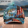 BlueJose Fishing American Flag Fishing Hook Aqua Scene Personalized Name Classic 3D Cap Personalized Cap (13 Breeds)
