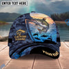 BlueJose Fishing Sunset Ocean Navy Camouflage Personalized Name Classic 3D Cap Personalized Cap (13 Breeds)