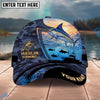 BlueJose Fishing Sunset Ocean Navy Camouflage Personalized Name Classic 3D Cap Personalized Cap (13 Breeds)