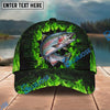 BlueJose Fishing Green Flame Brick Wall Personalized Name Classic 3D Cap Personalized Cap (13 Breeds)