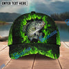 BlueJose Fishing Green Flame Brick Wall Personalized Name Classic 3D Cap Personalized Cap (13 Breeds)