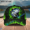 BlueJose Fishing Green Flame Brick Wall Personalized Name Classic 3D Cap Personalized Cap (13 Breeds)
