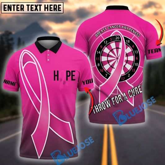 BlueJose Darts Pink Hope Breast Cancer Awareness Customized Name, Team Name 3D Shirt