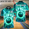 BlueJose Bowling & Pins Neon Cyberpunk Lightning Strike Graphic Customized Name, Team Name 3D Shirt (4 Colors)