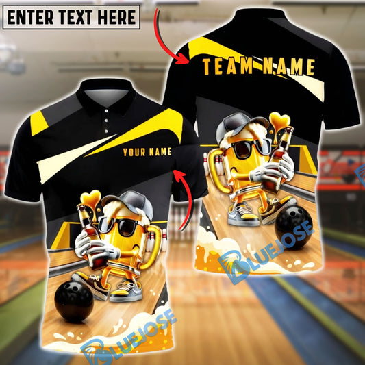 BlueJose Bowling Beer Lover Funny Character Graphic Personalized Name, Team Name 3D Shirt