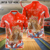 BlueJose Bowling Cat Cute Bandana Kitten Customized Name, Team Name 3D Shirt (4 Colors)