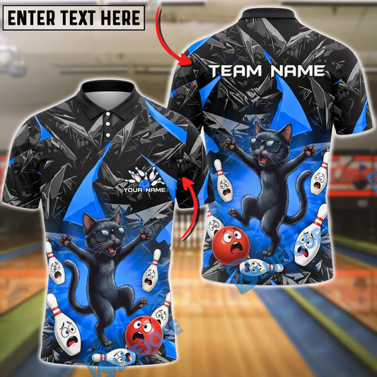 BlueJose Bowling Funny Black Cat Chaos Customized Name, Team Name 3D Shirt (4 Colors)