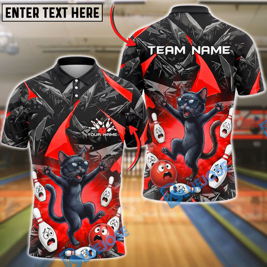 BlueJose Bowling Funny Black Cat Chaos Customized Name, Team Name 3D Shirt (4 Colors)
