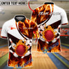 BlueJose Bowling & Pins Fire Storm Strike Customized Name, Team Name 3D Shirt (4 Colors)