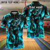 BlueJose Bowling Fire Smoking Bull Bowler Art Graphic Customized Name, Team Name 3D Shirt (4 Colors)
