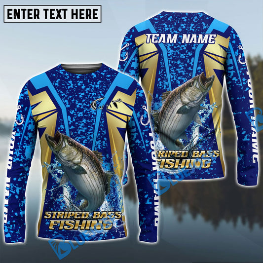 Bluejose Striped Bass Fishing Blue Gold Tournament Custom Name & Team Name 3D Shirts