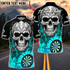 BlueJose Darts Skull Dartboard Red Flames Tribal Design Multicolor Options Personalized Name Shirt (4 Colors)