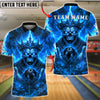 BlueJose Bowling And Pins Skull King Flaming Crown Graphic Customized Name, Team Name 3D Shirt (4 Colors)