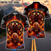 BlueJose Darts Skull Hellhound Flaming Dartboard Gothic Horror Personalized Name, Team Name Unisex Shirt (4 Colors)