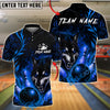 BlueJose Bowling And Pins Flame Flower Wolf Customized Name, Team Name 3D Shirt (4 Colors)