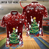 BlueJose Bowling And Pins Christmas Tree Holiday Snow Customized Name, Team Name 3D Shirt (4 Colors)