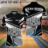 BlueJose Bowling And Pins Gold Metallic 3D Design Customized Name, Team Name 3D Shirt (6 Colors)