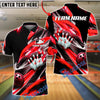 BlueJose Bowling And Pins Black Swirl Strike 3D Motion Design Customized Name, Team Name 3D Shirt (4 Colors)