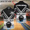 BlueJose Bowling And Pin Black White Red V-Stripe Strike Ball & Pins 3D Design Customized Name, Team Name 3D Shirt (6 Colors)