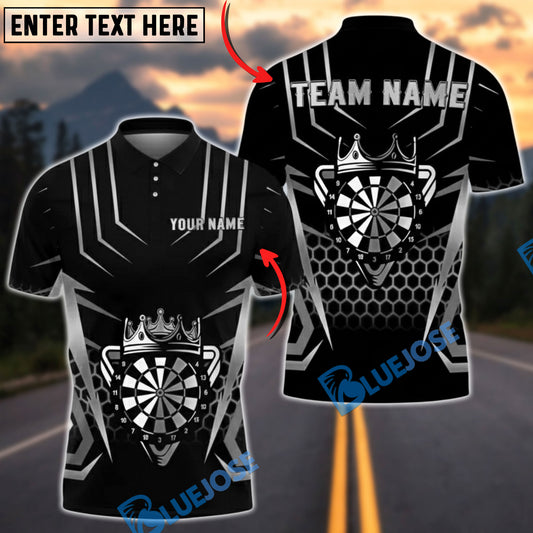 BlueJose Darts Gold Crown Target Honeycomb 3D Design Personalized Name, Team Name Unisex Shirt (6 Colors)