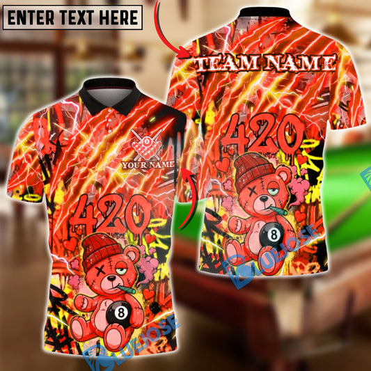 BlueJose Billiards Ball 8 420 Bear Electric Design Customized Name, Team Name 3D Shirt (4 Colors)