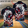 BlueJose Bowling White Tiger Strike Customized Name, Team Name 3D Shirt (4 Colors)