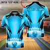 BlueJose Bowling Black Geometric Pattern Strike Design Customized Name, Team Name 3D Shirt (6 Colors)