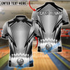 BlueJose Bowling Black Geometric Pattern Strike Design Customized Name, Team Name 3D Shirt (6 Colors)