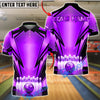 BlueJose Bowling Black Geometric Pattern Strike Design Customized Name, Team Name 3D Shirt (6 Colors)