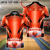 BlueJose Bowling Black Geometric Pattern Strike Design Customized Name, Team Name 3D Shirt (6 Colors)