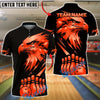 BlueJose Bowling Golden Eagle Black Background Customized Name, Team Name 3D Shirt (6 Colors)